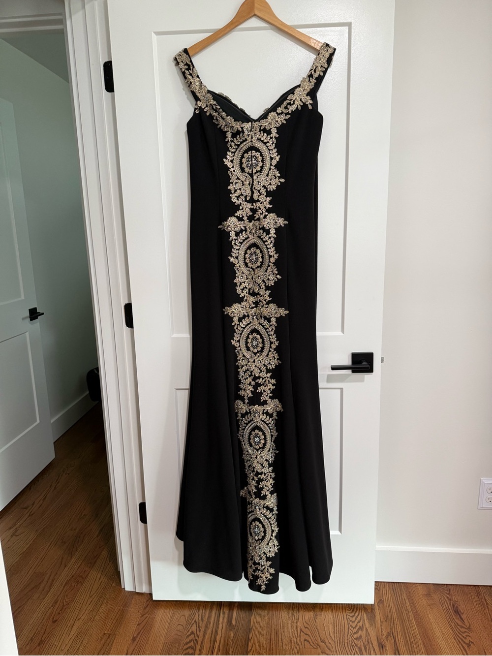 Black Dress with Gold Embroidered Center Panel